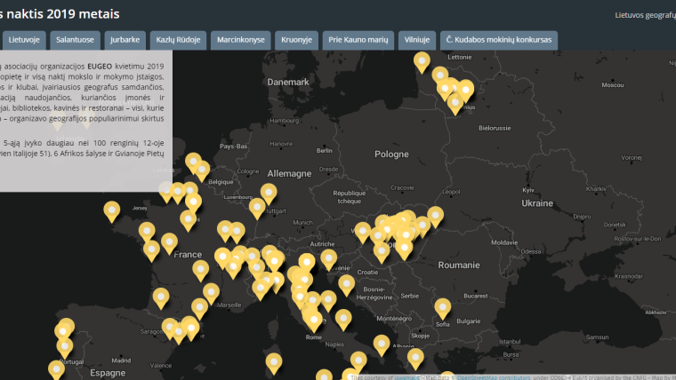 10 Lietuvos švieselių pasaulio „ Geografijos nakties“ žemėlapyje